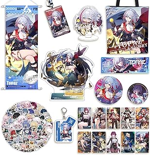 DIROLVON Topaz Goods Set, Collapse Star Rail Lucky Bag, Badge, Acrylic Stand, Key Voltter, Birthday Gift, Gift