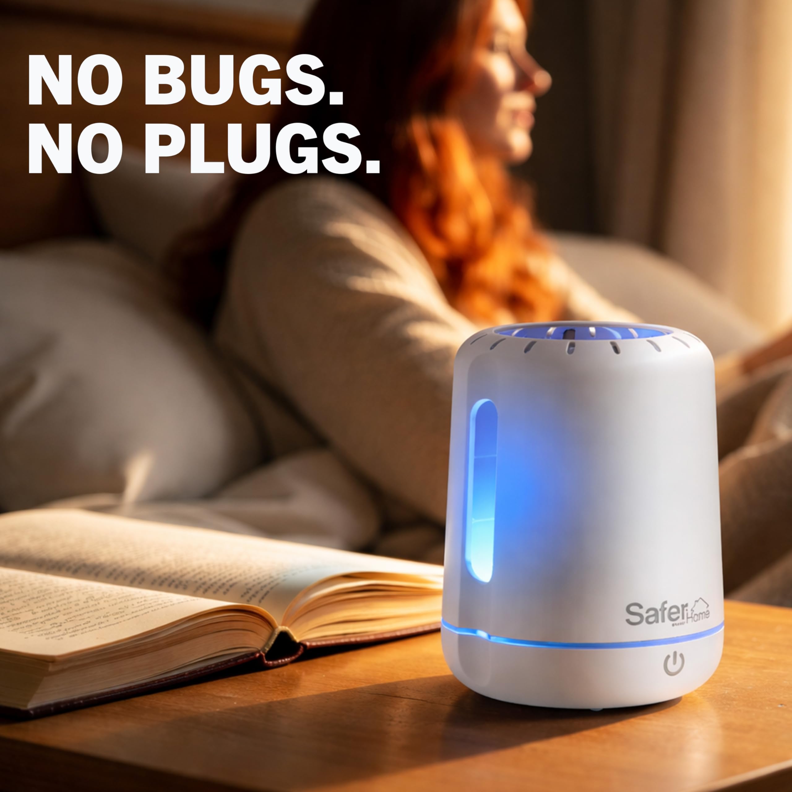 Safer Home Catch - Trappola wireless per insetti volanti a 360°, luce LED UV, senza sostanze chimiche, batteria ricaricabile da 10 giorni, trappole efficaci per mosche di frutta per interni, trappole