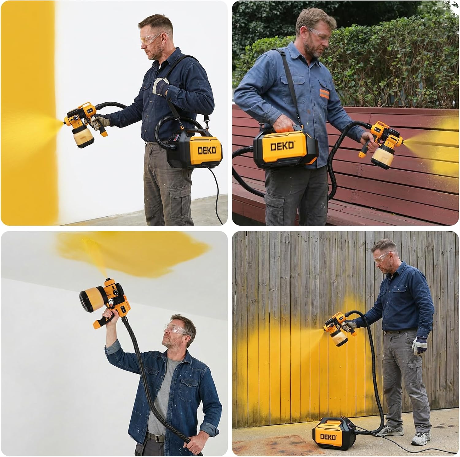 DEKOPRO Cordless Paint Sprayer, 20V with Battery / 800W Corded Brushless Spray photo 6
