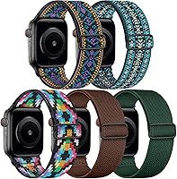 Vista 15 de 5 Pack de bandas elásticas de nylon compatibles con Apple Watch de 40 mm, 41 mm, 42 mm, 44 mm, 45 mm, 46 mm, 49 mm, 38 mm para mujeres y hombres
