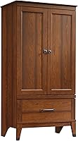 Sauder Carson Forge Armoire in Washington Cherry - Stylish Bedroom Wardrobe with Garment Rod & Gliding Drawer