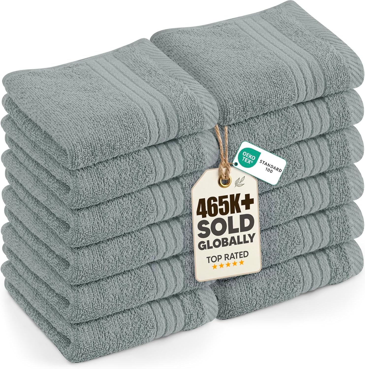 Utopia Towels – 12 Pack Luxury Wash Cloths Set (30 x 30 CM) 100% Cotton Ring Spun, Highly Absorbent and Soft Feel Washcloths for Bathroom, Spa, Gym, and Face Towel (Cool Grey)