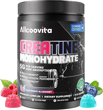 NSF Certified Creatine Gummy 5g - Creatine Monohydrate Gummies for Men & Women. Boost Focus,Strength, and Endurance, Anti-Melting Formula, Vegan, Gluten-Free, Non-GMO,Raspberry & Blueberry 135 ct