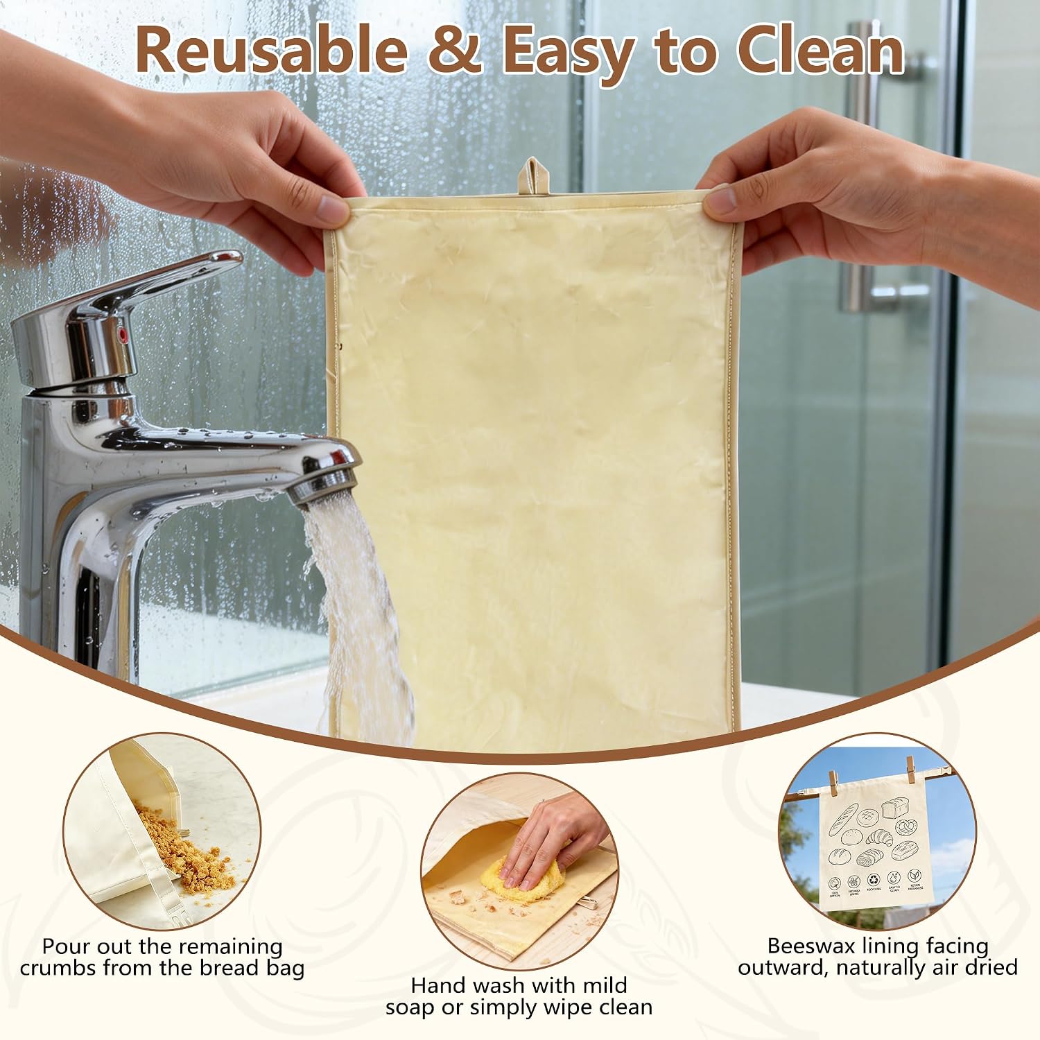2 Pack Beeswax Bread Bags for Sourdough, Reusable Storage Bag for Homemade Food, Safe Cotton and Natural Beeswax Keep Fresh and Upgraded Large Capacity Portable, Freezer-Friendly, 17" x 13"