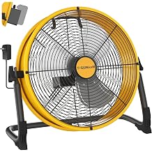 16" Battery Powered Cordless Floor Fan, Compatible with Dewalt 20V | High Velocity Portable Fan with USB Output, Metal Blade Cordless Jobsite Fan for Garage, Camping, Workshop, Patio, Warehouse