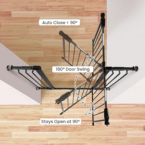 Miniatura 4 de ELEVON Puerta de bebé para puertas de escaleras, puerta de seguridad para mascotas con funciones de cierre automáticomantenimiento, se adapta a