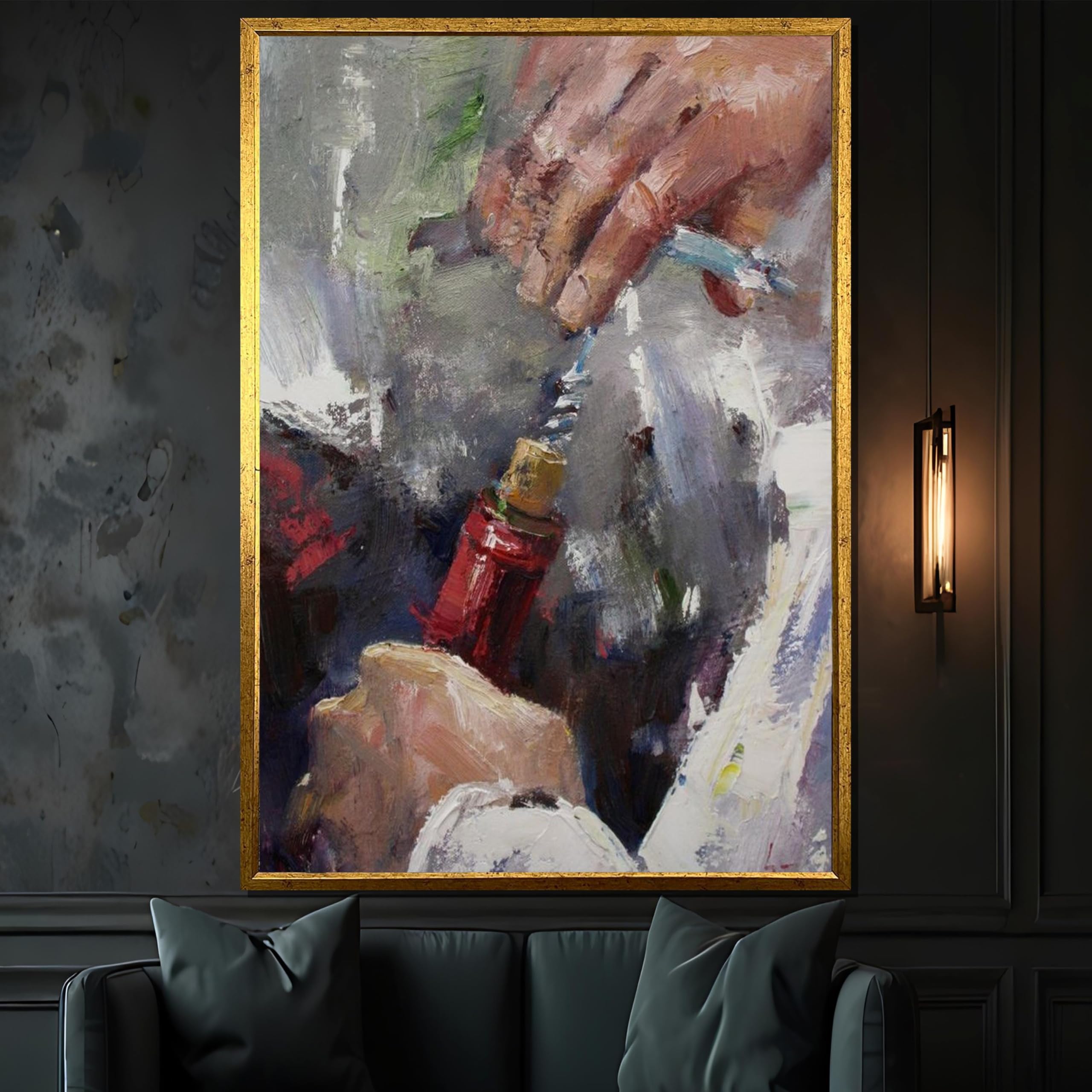 Affiche décorative cuisine bouteille de vin tableau impressionniste 40x60 - 8