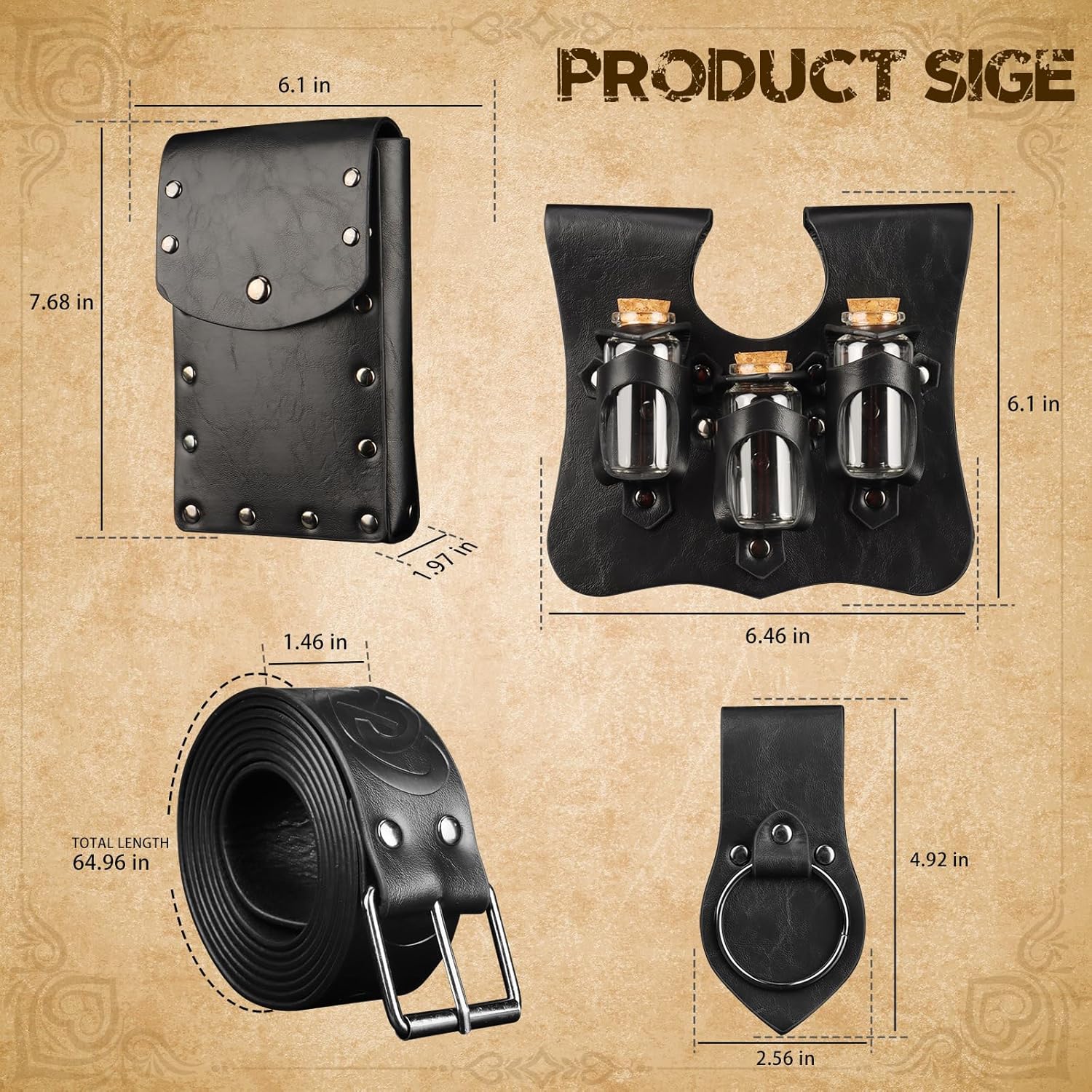 Renaissance Medieval Belt Viking Pouch Ren Faire Leather Potion Bags for Costume Cosplay - Image 2