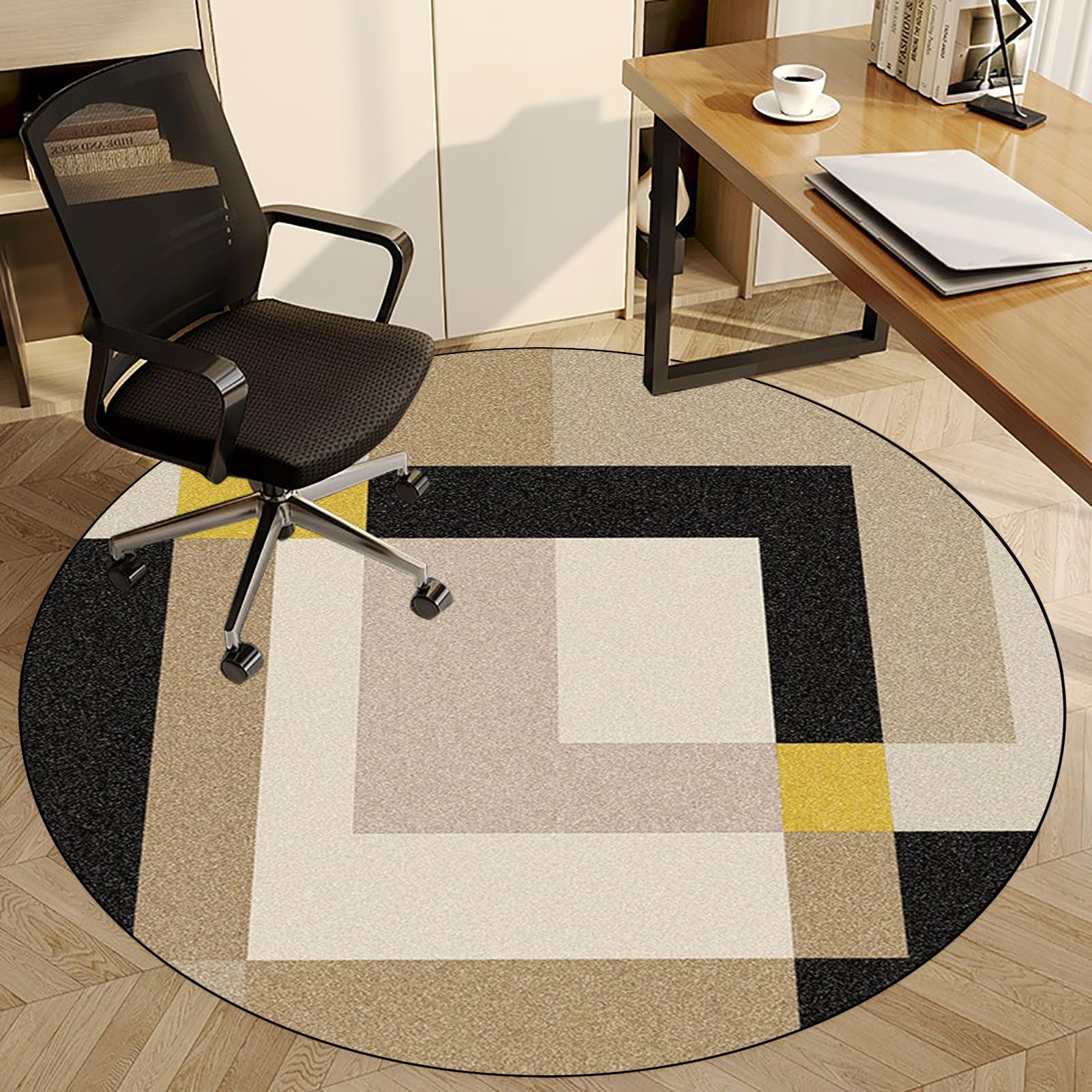 Fzamudng Office Chair Mat for Carpeted and Hardwood Floor, 70 cm Round Floor Protectors for Rolling Chairs, Non-slip Computer Gaming Chair Mat, Hard-Floor Chair Mats, Desk Chair Mat