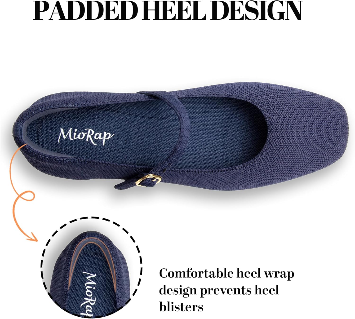 Square Toe Mary Jane Flats for Women Dressy Comfortable Knit Ballet Flat Adjustable Strap for Work - Image 6