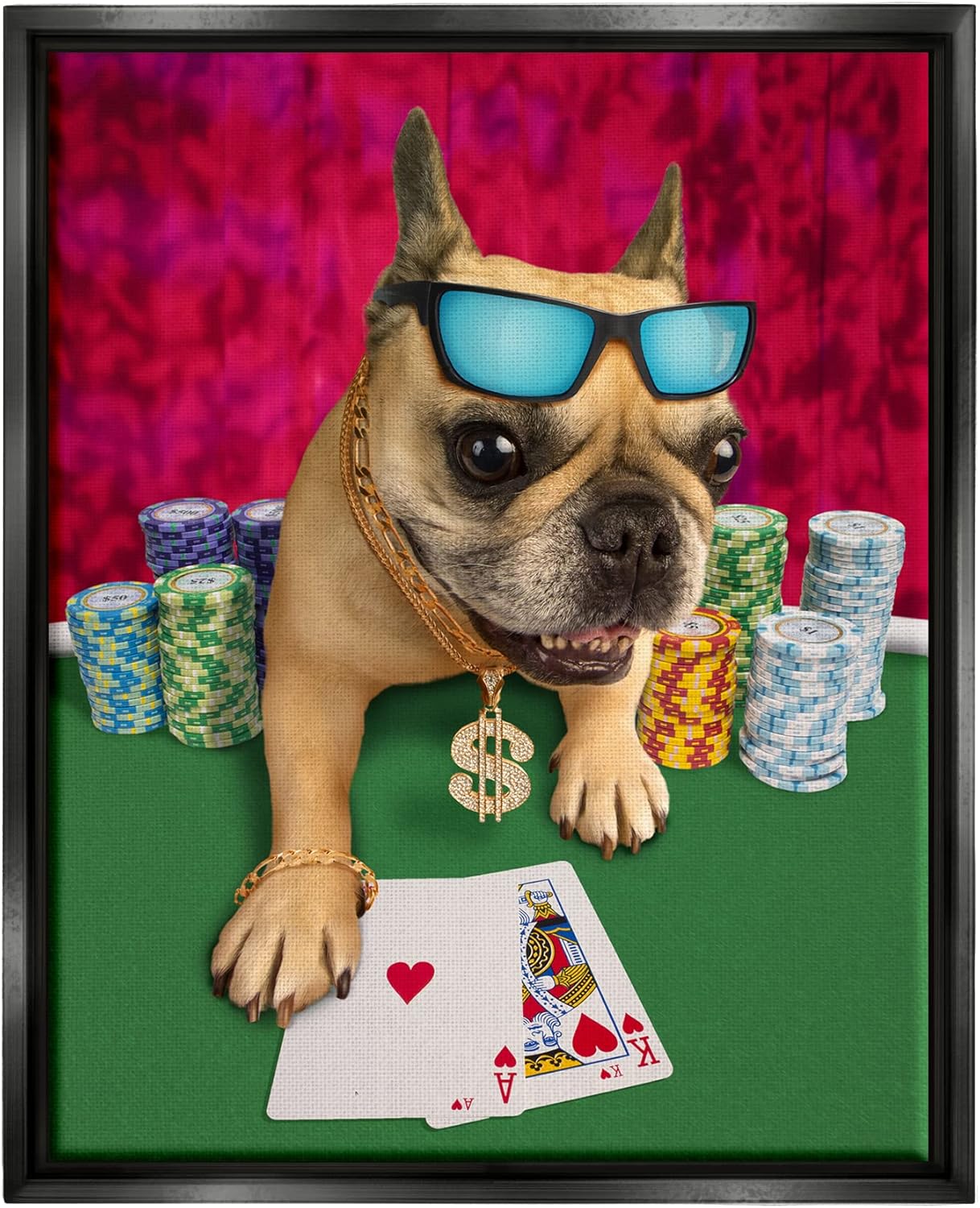 Stupell Industries Cool French Bulldog Gambling Casino Poker Chips, Design by Michael Quackenbush