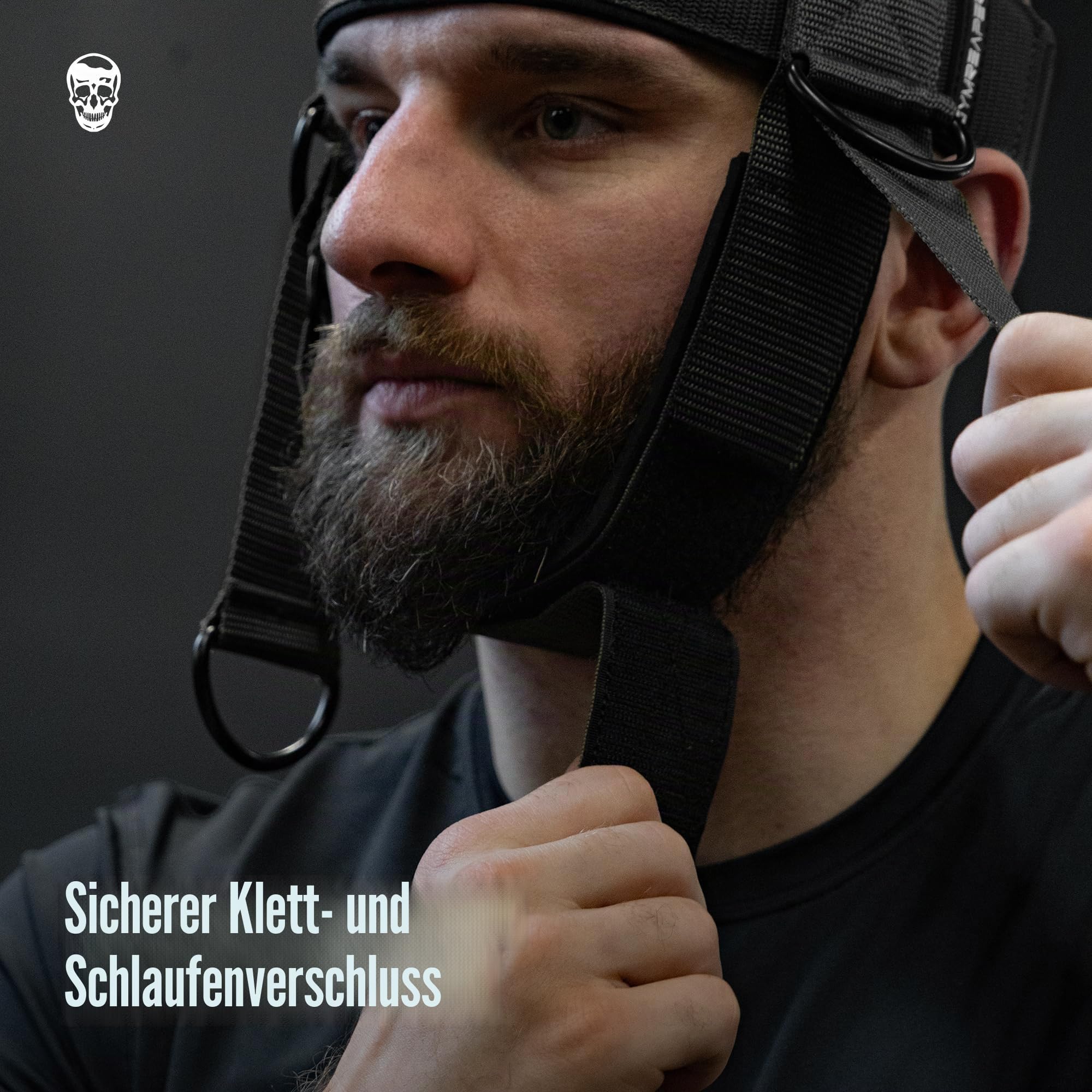 Gymreapers Nackengeschirr, verbessert die Nackenkraft und reduziert Nackenschmerzen – Nackentrainer mit 73,7 cm robuster Edelstahlkette, verstellbarem Neoprengurt, Nackengeschirr für Fitnessstudio und