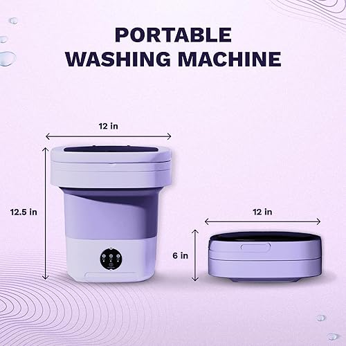 Miniatura 6 de Mini lavadora plegable eléctrica portátil 13L - Control digital táctil para ropa de bebé, ropa interior, camping, RV - Función de giro - Morado
