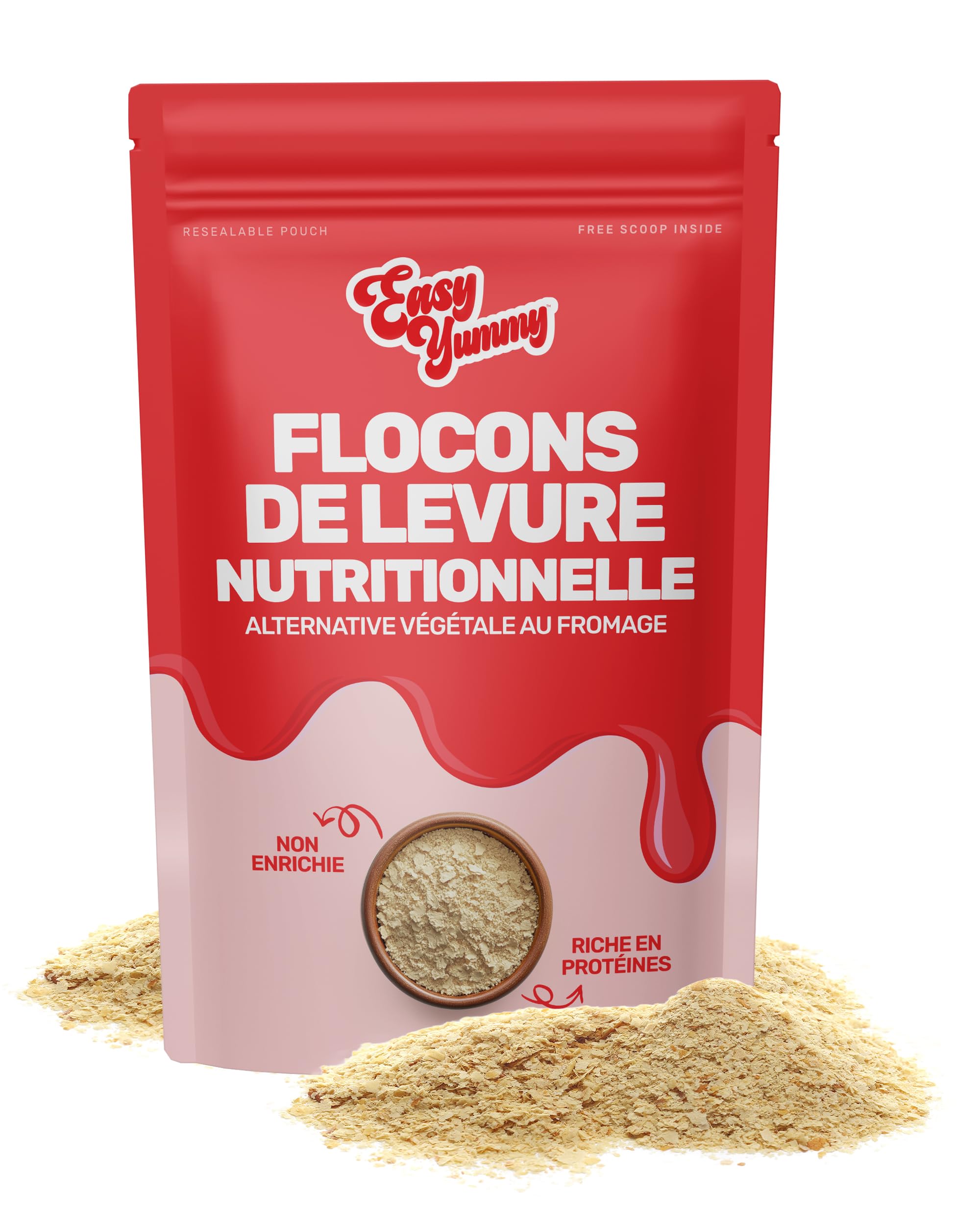 EASY YUMMY – Flocons Nooch (300 g), levure nutritionnelle non enrichie 100% végétalienne, sans additifs
