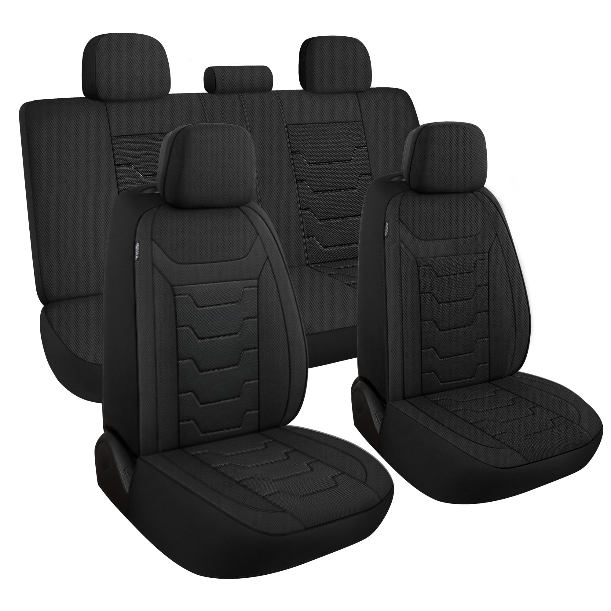 3D Air-Mesh Car Seat Covers Full Set, Breathable and Split Bench Compatible Seat Covers for Cars, Universal Car Interior Covers for Most Cars Sedan Truck SUV(Black)