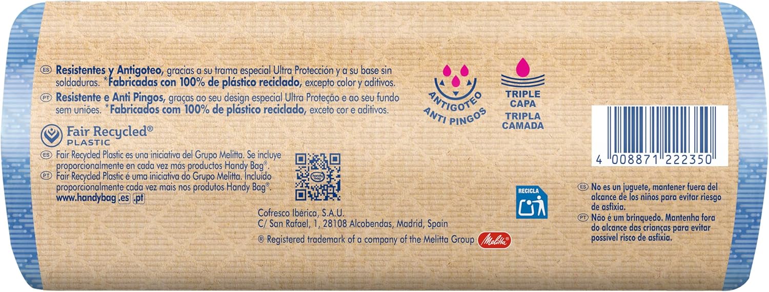 Handy Bag 100 Litre Extra Heavy Duty Drip Free Bin Liners 8 Bags 100% Recycled Material