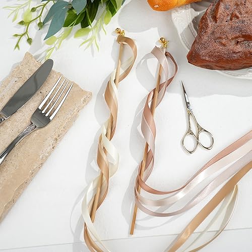 Miniatura 4 de DINDOSAL Cinta dorada champán  Surtido de cintas de satén de doble cara de 38 pulgadas  6 rollos, 60 yardas para manualidades, boda, decoración de