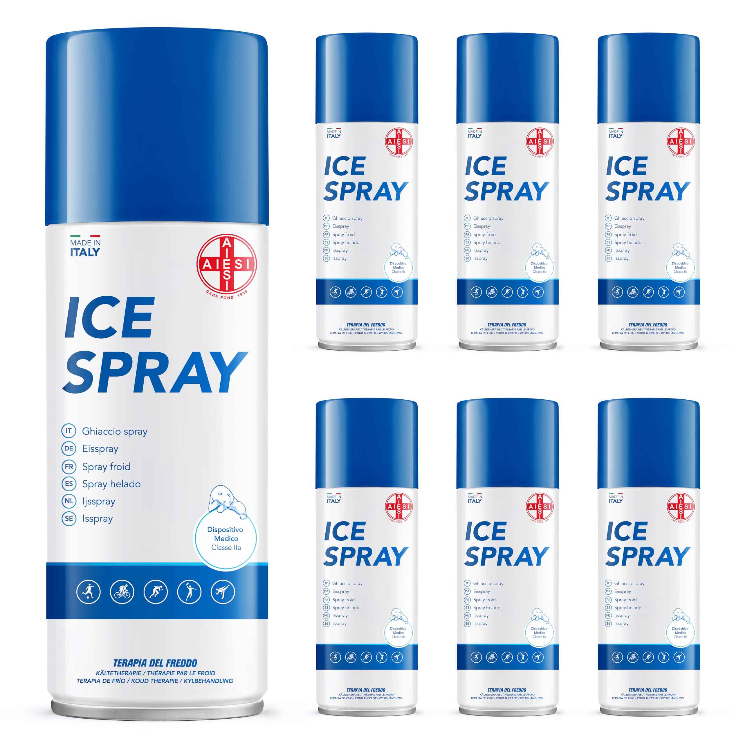 AIESI® Ghiaccio Spray sport (6x400 ml) al mentolo ICE SPRAY, Made in Italy