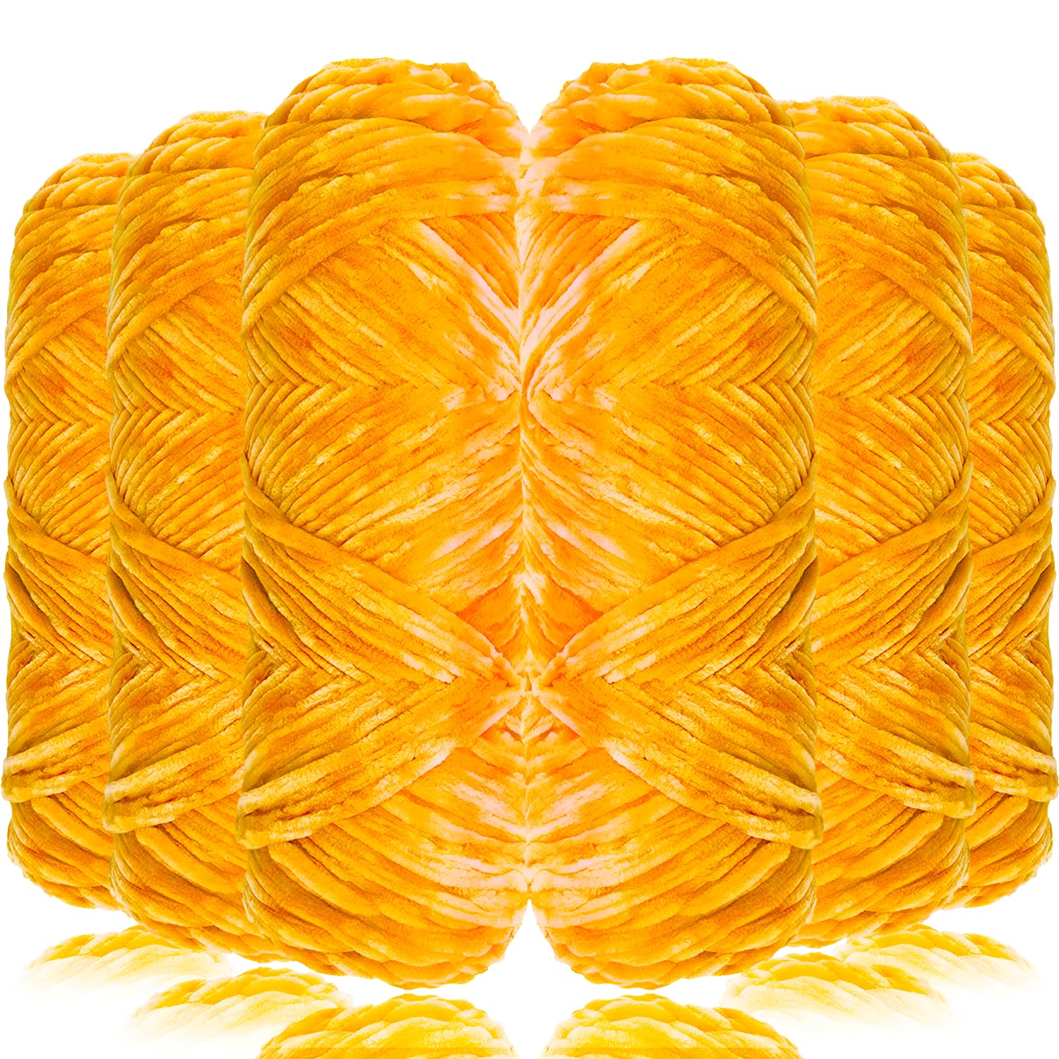 Exquilnova 6 Pack Chunky Yarn for Hand Knitting,Multiple Colors Chenille Yarn for Knitting & Crochet,Soft Chunky Wool for Blankets,Cushion,Scarves,Pet Beds,Bags,Hats,Sweaters(Ginger) — image 1