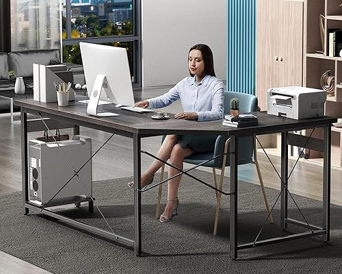 Miniatura 14 de Coleshome - Escritorio gaming en forma de L de 66 pulgadas, con toma de corriente, con soporte para CPU, escritorio esquinero para computadora, para