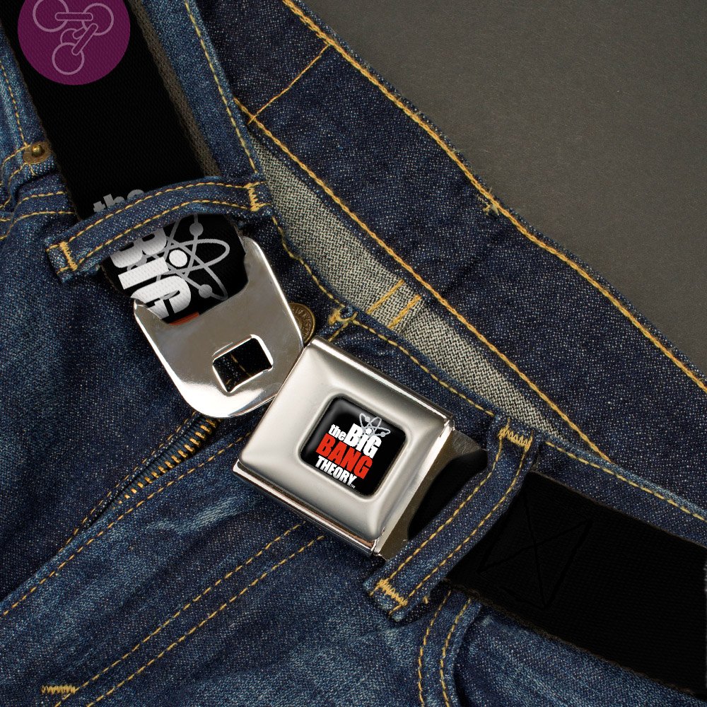 THE BIG BANG THEORY Full Color Black/White/Red Seatbelt Belt - THE BIG BANG THEORY DNA/Atom/e/Radiation Symbols Black Webbing REGULAR