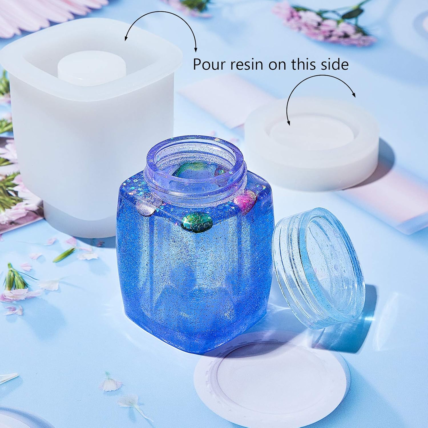 2 Sets Box Resin Molds Bottle Silicone Molds Storage Box Resin Casting Molds DIY Jewelry Box Epoxy Resin Molds Container Silicone Epoxy Molds for DIY Resin Casting Crafts Making
