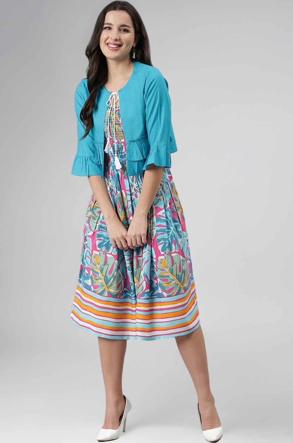 Women's Rayon Fit and Flare Midi Dress for Woman Festive Fancy|Casual Trending Stylish Long One Piece Dresses Women Western (Black)