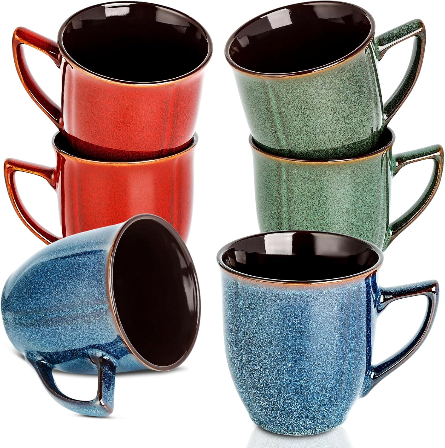 Ceramic Mugs 14 Oz,Mugs Set for Men Women, Ceramic Mugs Set with Large Handle for Coffee Tea Milk Cocoa, Coffee Cups Set of 6 Gift for Dad Mom,Easy to Clean & Hold, Microwave Safe. - Image 2