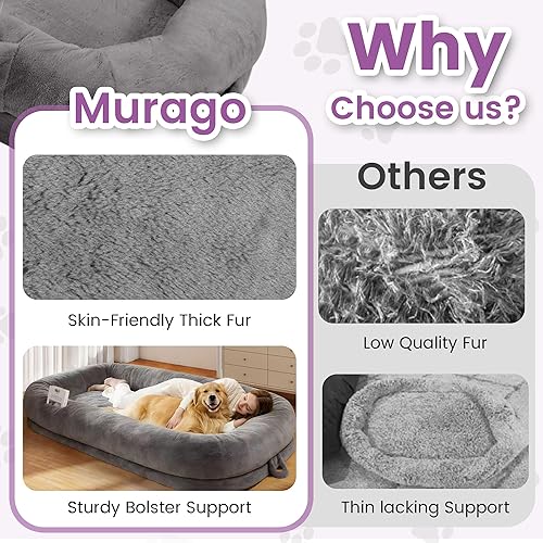 Miniatura 6 de Cama humana para perros adultos, cama larga para perros de tamaño humano de 43 x 10 x 71 pulgadas, funda extraíble, lavable, impermeable, diseño