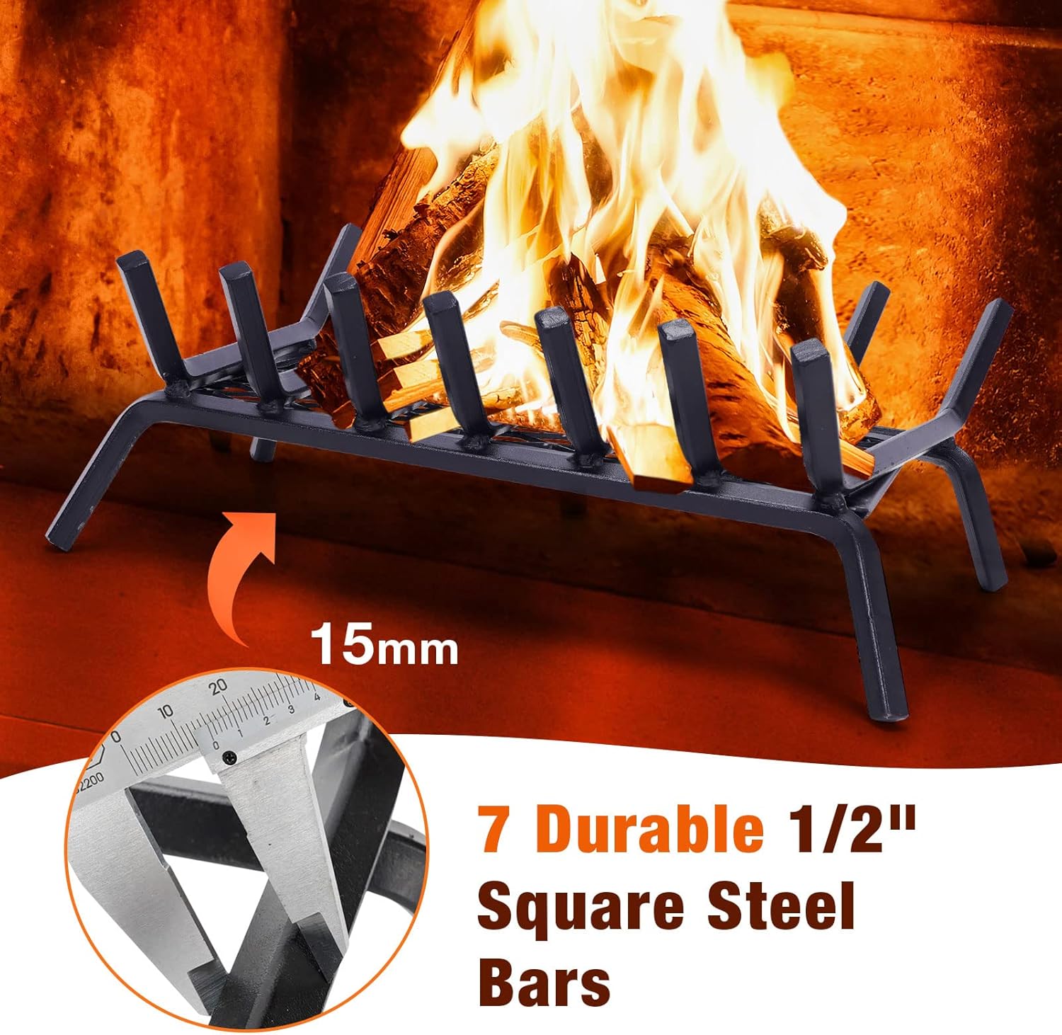 21 Inch Fireplace Grates Firewood Fire Wood Log Holder Rack with Ember Retainer, Welding Gloves Heat Resistant 16 Inches Cowhide 662 ℉ Leather Forge Mig Welder Gloves