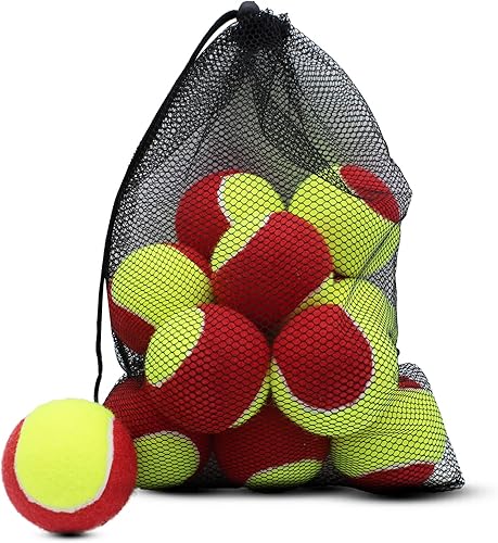 Miniatura 9 de Magicorange Pelotas de tenis, paquete de 12 pelotas de tenis de baja compresión para principiantes, jóvenes, niños, entrenamiento con bolsa de malla