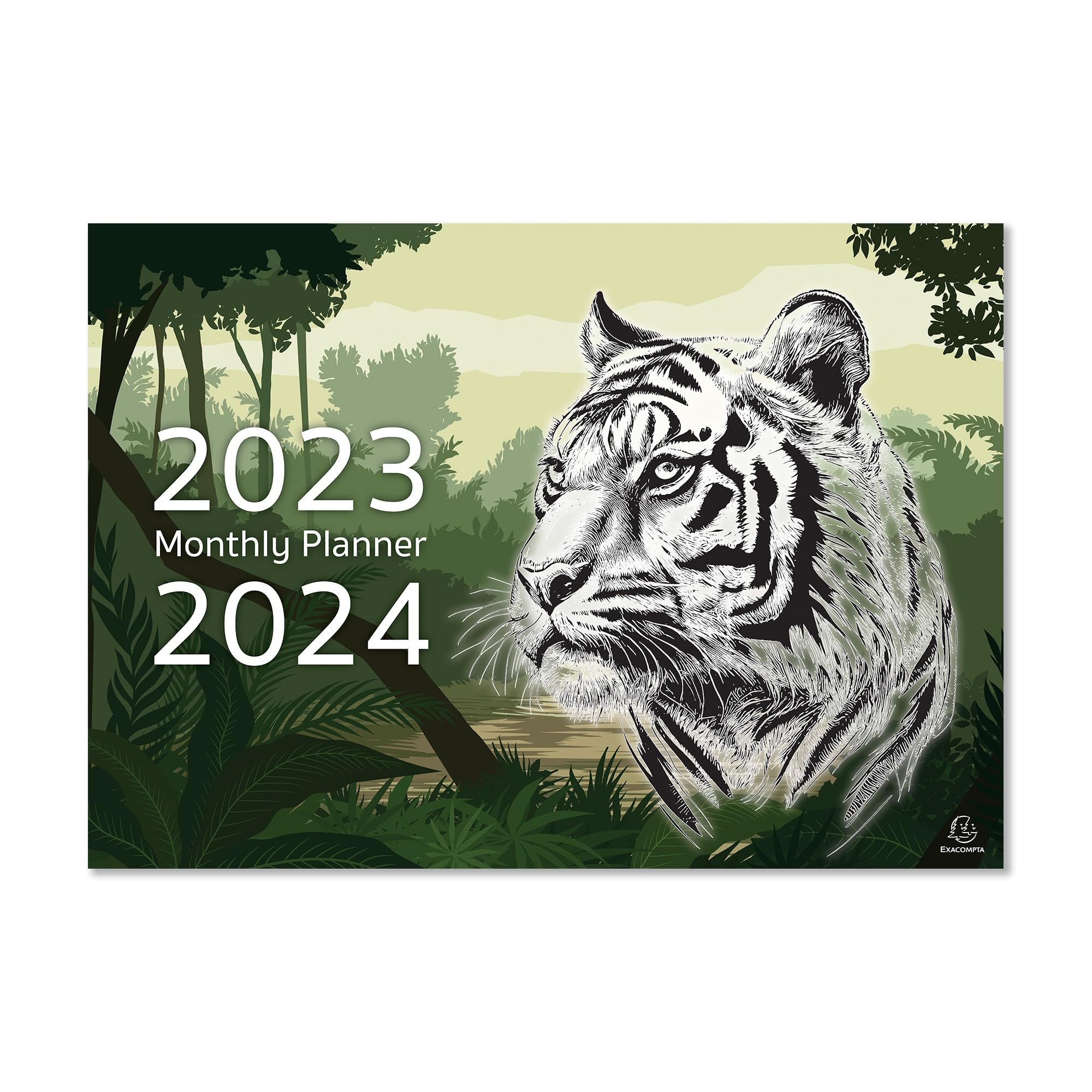 2023/2024 Monthly Planner Tiger Green