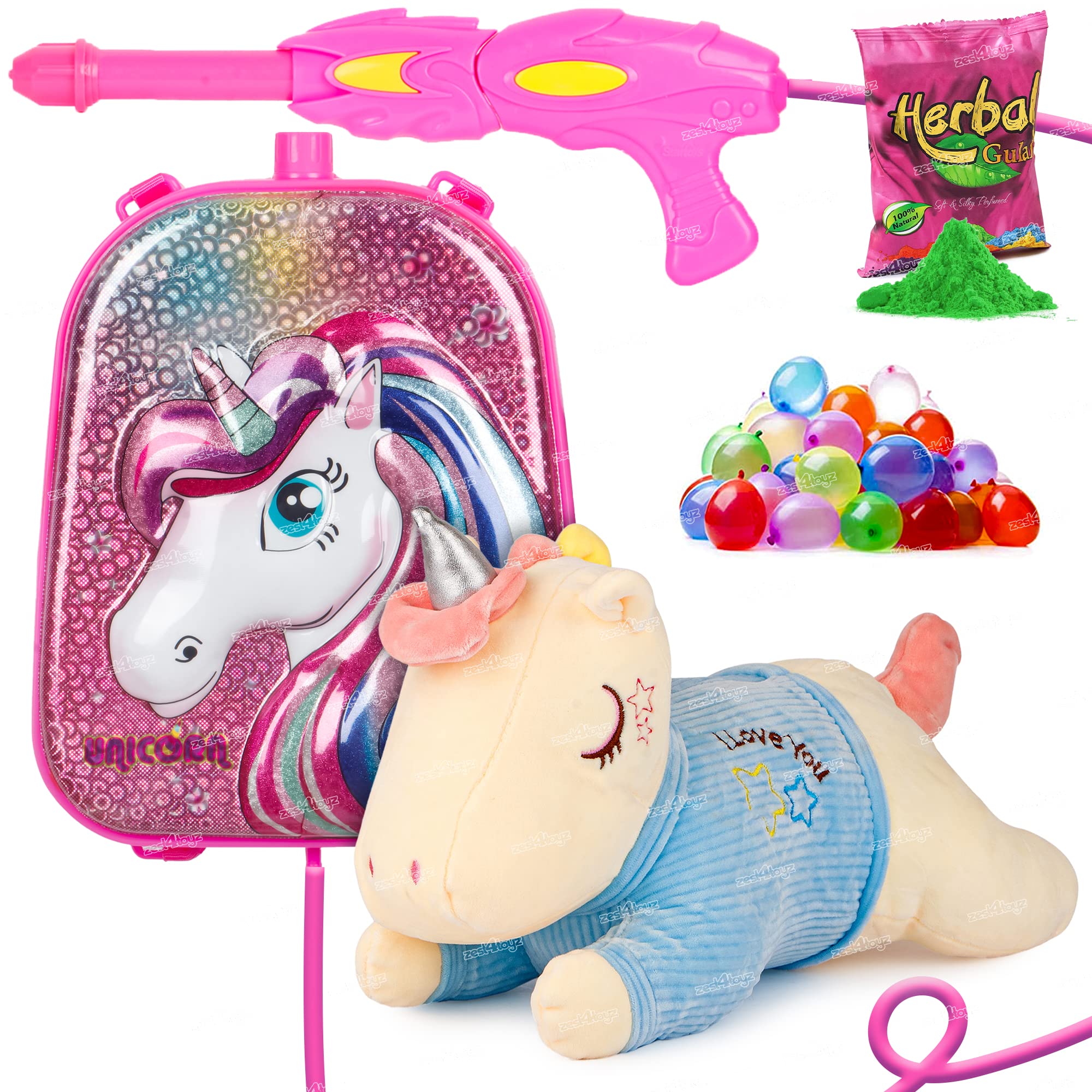 Zest 4 Toyz Holi Pichkari High Pressure Water Gun Toy for Kids with Tank Wate Pichkari Toys Holi Combo Balloons Gulal & Soft Toys Unicorn Plush Stuffed Animal 40 cm(Made in India) (B0BWMLSJY2) Amazon Price History, Amazon Price Tracker