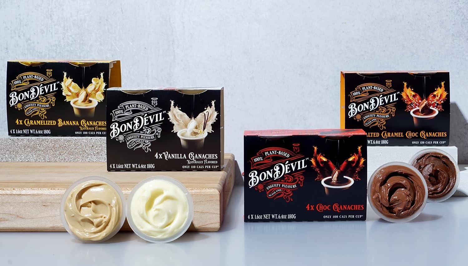 Bon Dévil Chocolate Ganache Dessert, Non-GMO, Vegan, Gluten Free, 4 Pack, 6.4 oz