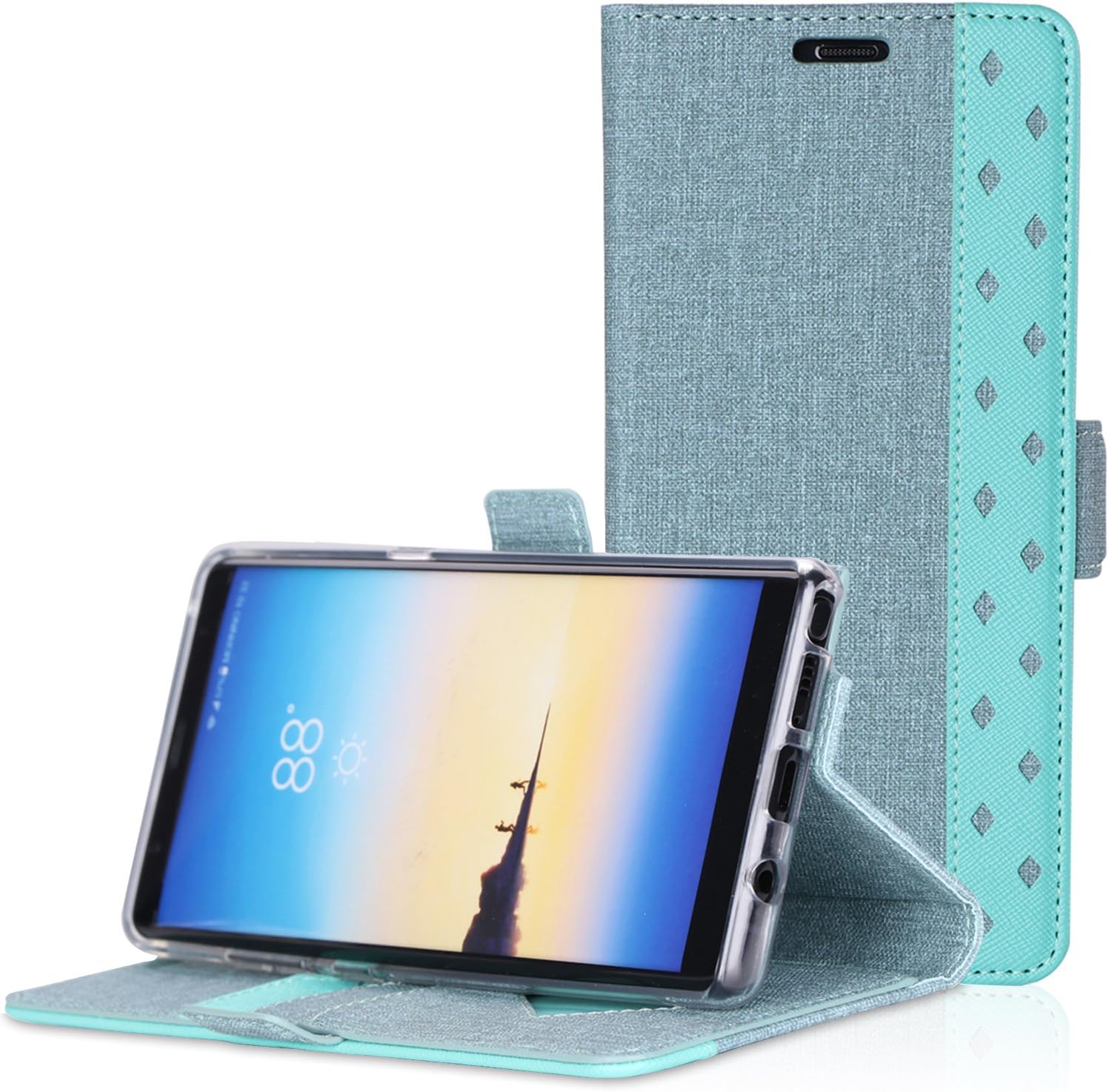 ProCase Galaxy Note 8 Wallet Case, Folio Folding Wallet Case Flip Cover Protective Case for Galaxy Note 8 2017 Release, with Card Holder Kickstand -Teal