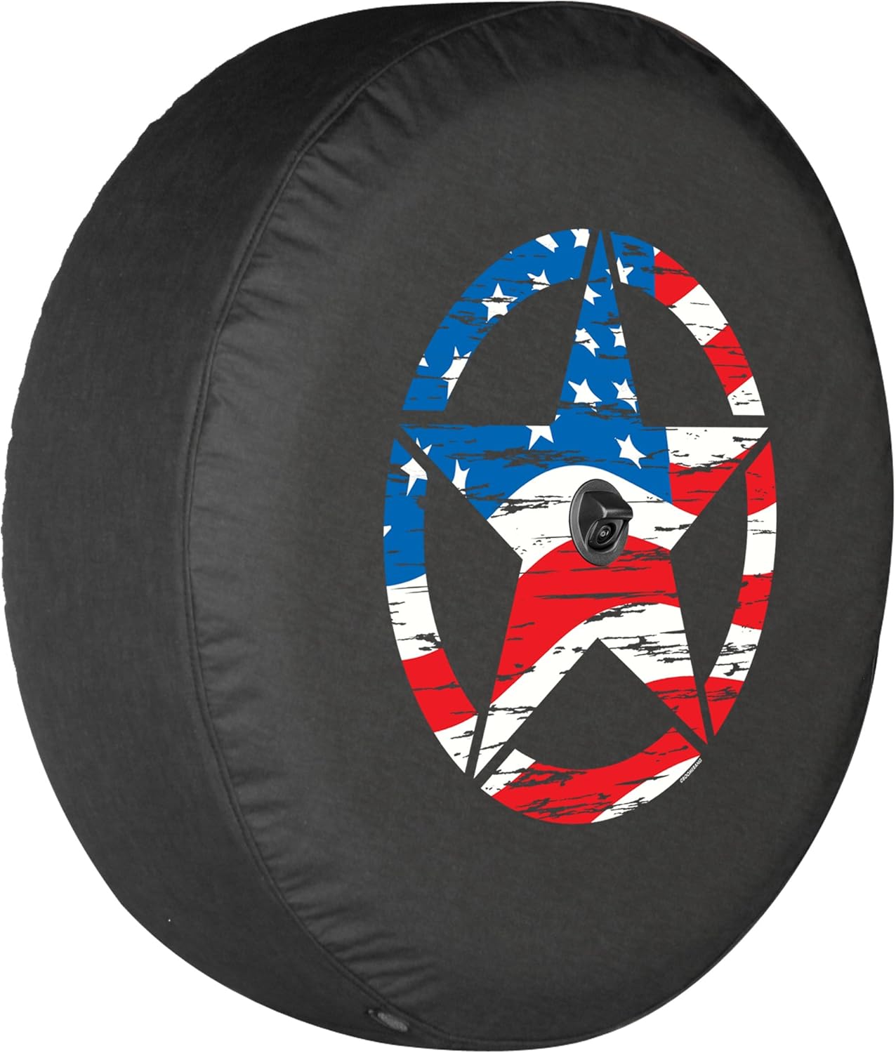Boomerang - Distressed Star (American Flag) - 32" Soft JL Tire Cover for Jeep Wrangler JL (with Back-up Camera) - Sport & Sahara (2018-2024) - Made in The USA