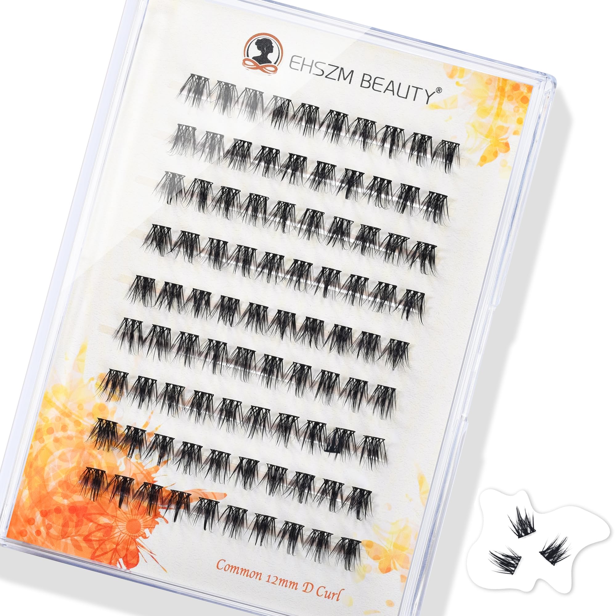 Natural Wispy Eyelash Clusters, 12mm D-Curl Individual Lash Extensions Ultra Soft & Feathery Natural-Looking, Lightweight lashes & Easy to Apply with Spike Effect from Premium [EHSZM Beauty]