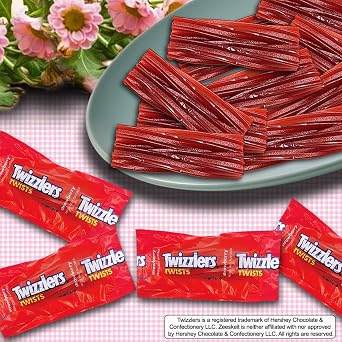 ZEESKEIT Repackaged Twizzlers Twists Strawberry Candy, 4 Lb Individually Wrapped 0.6 oz. Fun Size Licorice Chewy