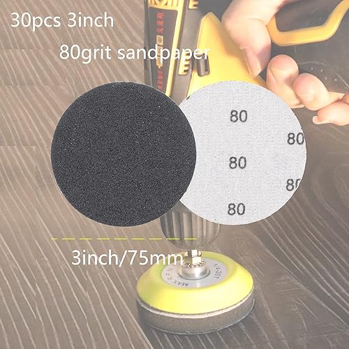 Miniatura 8 de 74 piezas de papel de lija de 3 pulgadas, disco de lija de grano 60-10000 húmedo y seco con almohadilla de respaldo M10, almohadilla de interfaz,