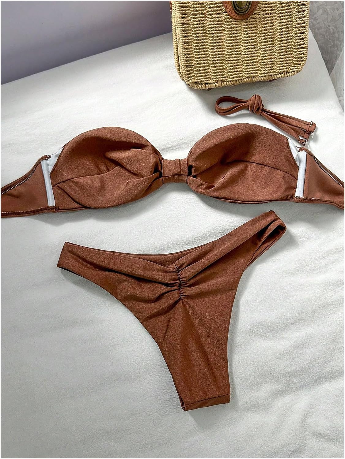 GORGLITTER Women's Strapless Bathing Suits Rope High Cut Thong Bandeau Swimsuits Two Piece Bikini Sets Beach Outfits 2026