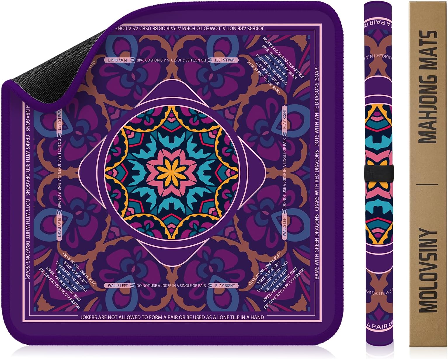 Mahjong Mat for Table Durable Mahjong Table Cover with Unique Design, Premium Mahjong Accessories, Perfect Mahjong Gifts for Women, Game Mat for Mahjong and Board Game Enthusiasts (Royal Mandala)