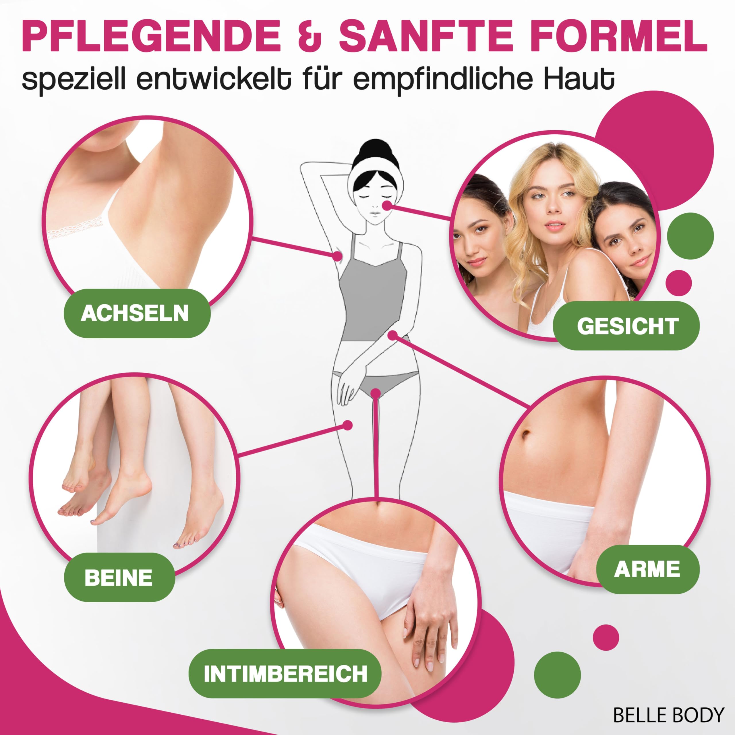 Belle Body Pflegendes Body Oil 1x50ml – Beruhigendes Körperöl nach Rasur & Haarentfernung – Mit natürlichen pflanzlichen Ölen - Für Intimbereich, Beine & Körper