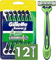 Gillette Sensor3 Sensitive Navalha descartável masculina, 12 lâminas