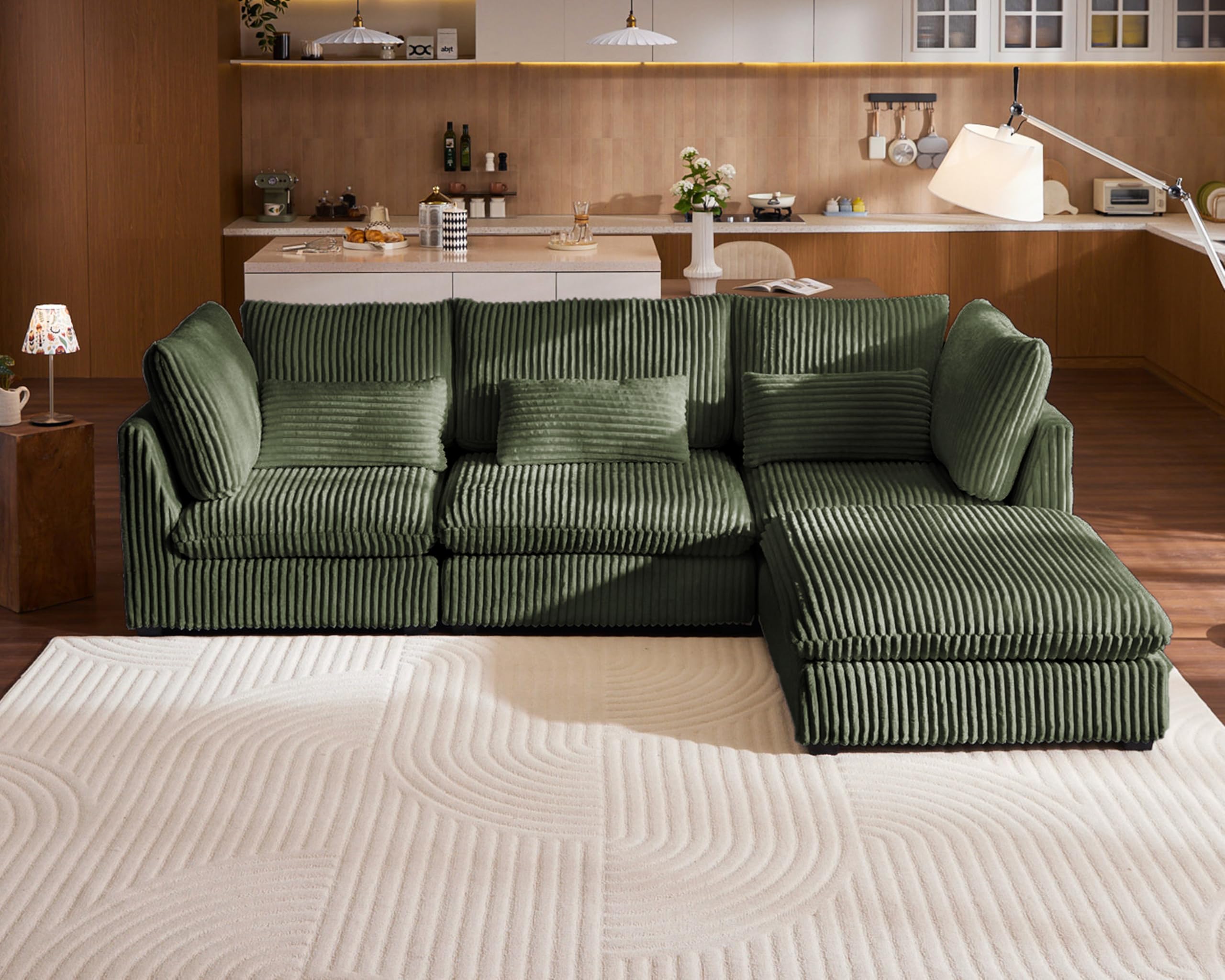 115 Inch Corduroy Cloud Sectional