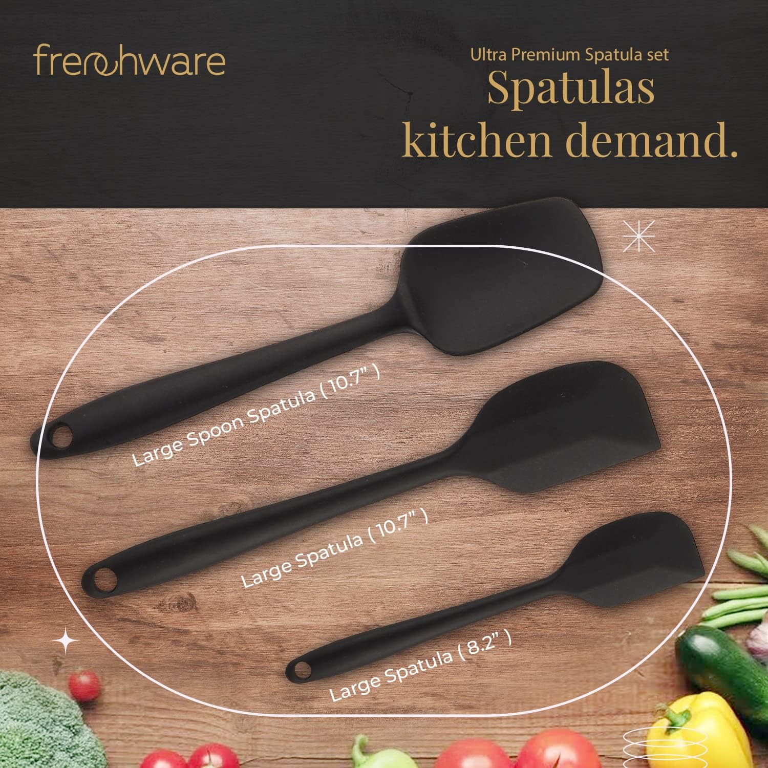 Frenchware Set of 3 Non-Stick Silicone Spatula for Cooking, Baking & Mixing 3