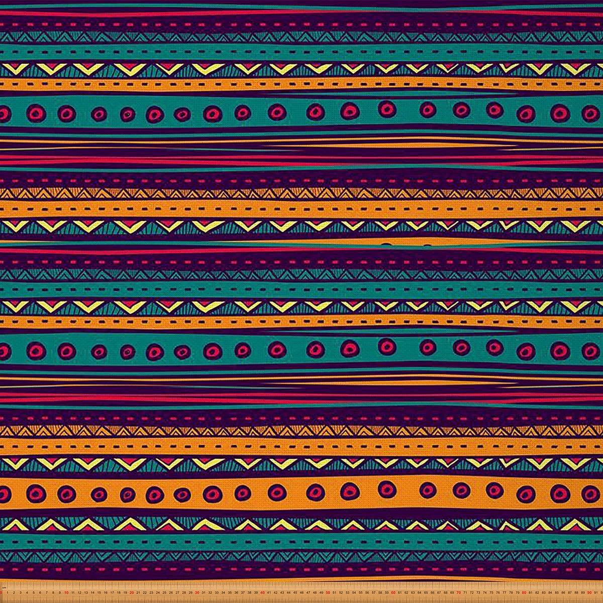 Homewish Multi 41 Aztec Boho Indian Tribal Traditional Ethnic Upholstery Fabric By The Yard - Cartoon Design For Quilting Sewing Diy Art - Waterproof Red Green 1 Yard