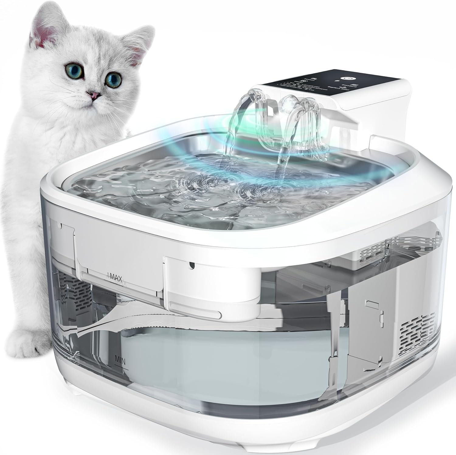 Cat Water Fountain, Wireless, Battery Operated, 4.5L/150oz, Automatic Dog Water Dispenser, Drink Fountains for Cats Indoor, Cordless with Motion Sensor, Rechargeable Water Feeder