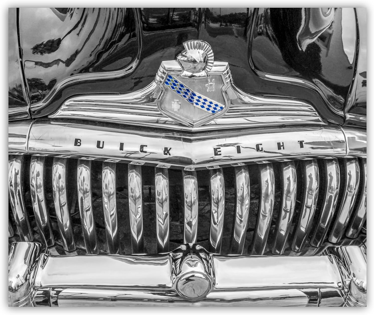 Buick Roadmaster in Black and White as Car Photograph Wall Decor for Home or Office or Garage
