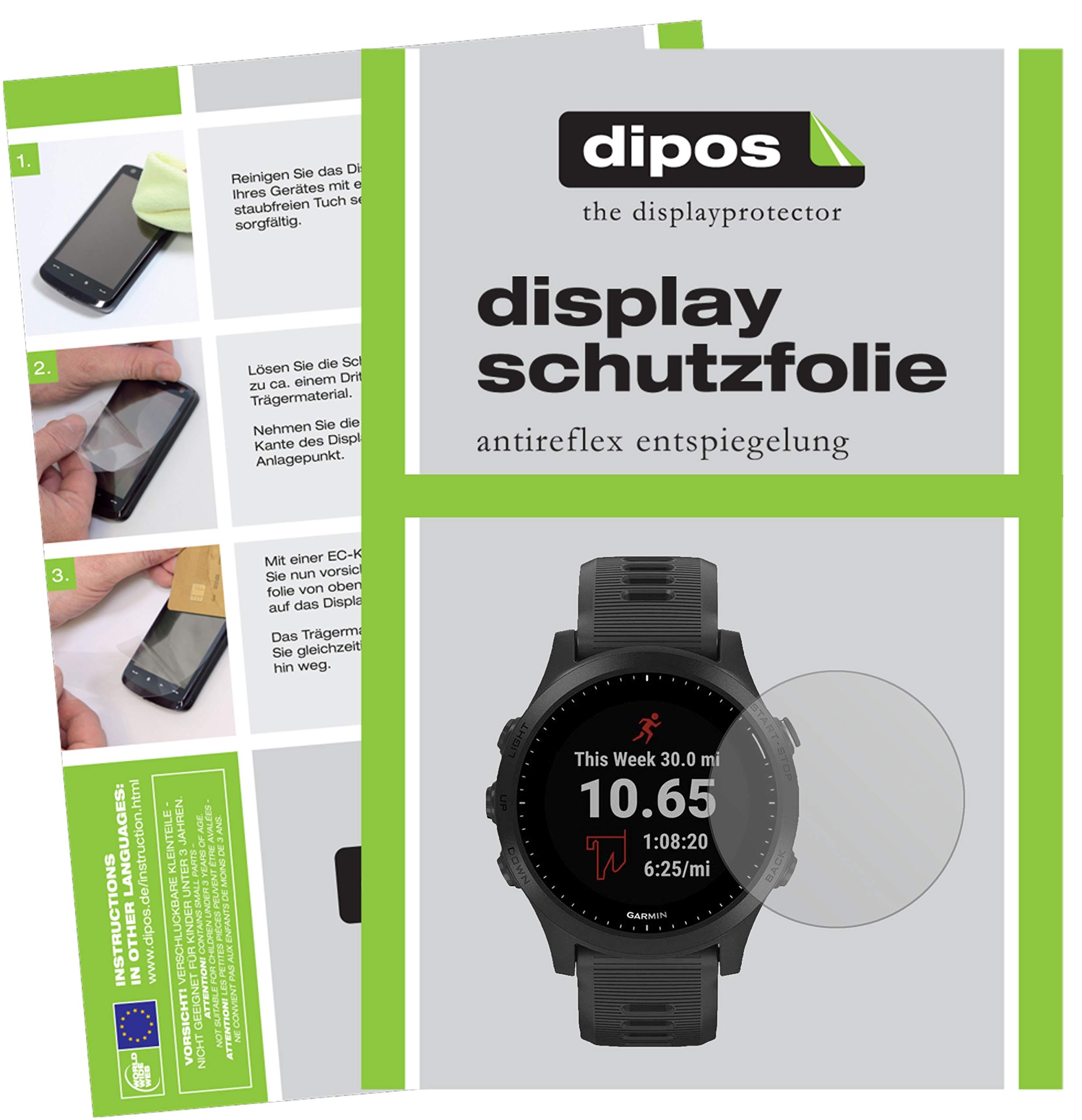 6 Pellicole Protettive Antiriflesso Dipos Per Garmin Forerunner 35 – Protezione Opaca E Anti-impronte Made In Germany