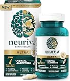 NEURIVA Ultra Decaffeinated Clinically Tested Nootropic Brain Supplement for Mental Alertness, Memory, Focus & Concentration, Cognivive, Neurofactor, Phosphatidylserine, Vitamins B6 B12, 60 Capsules